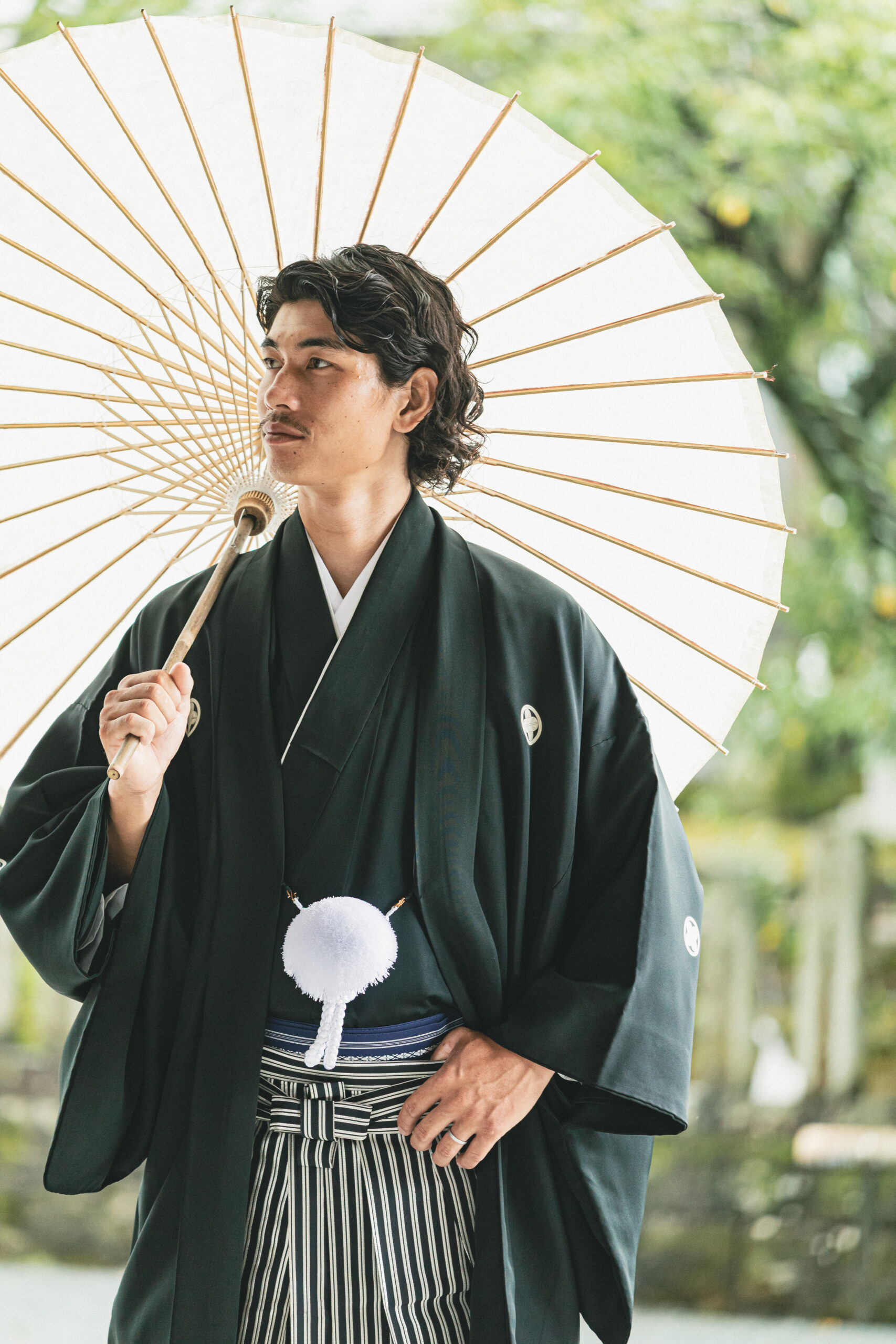 新郎 紋付袴 熊本 前撮り 庭園